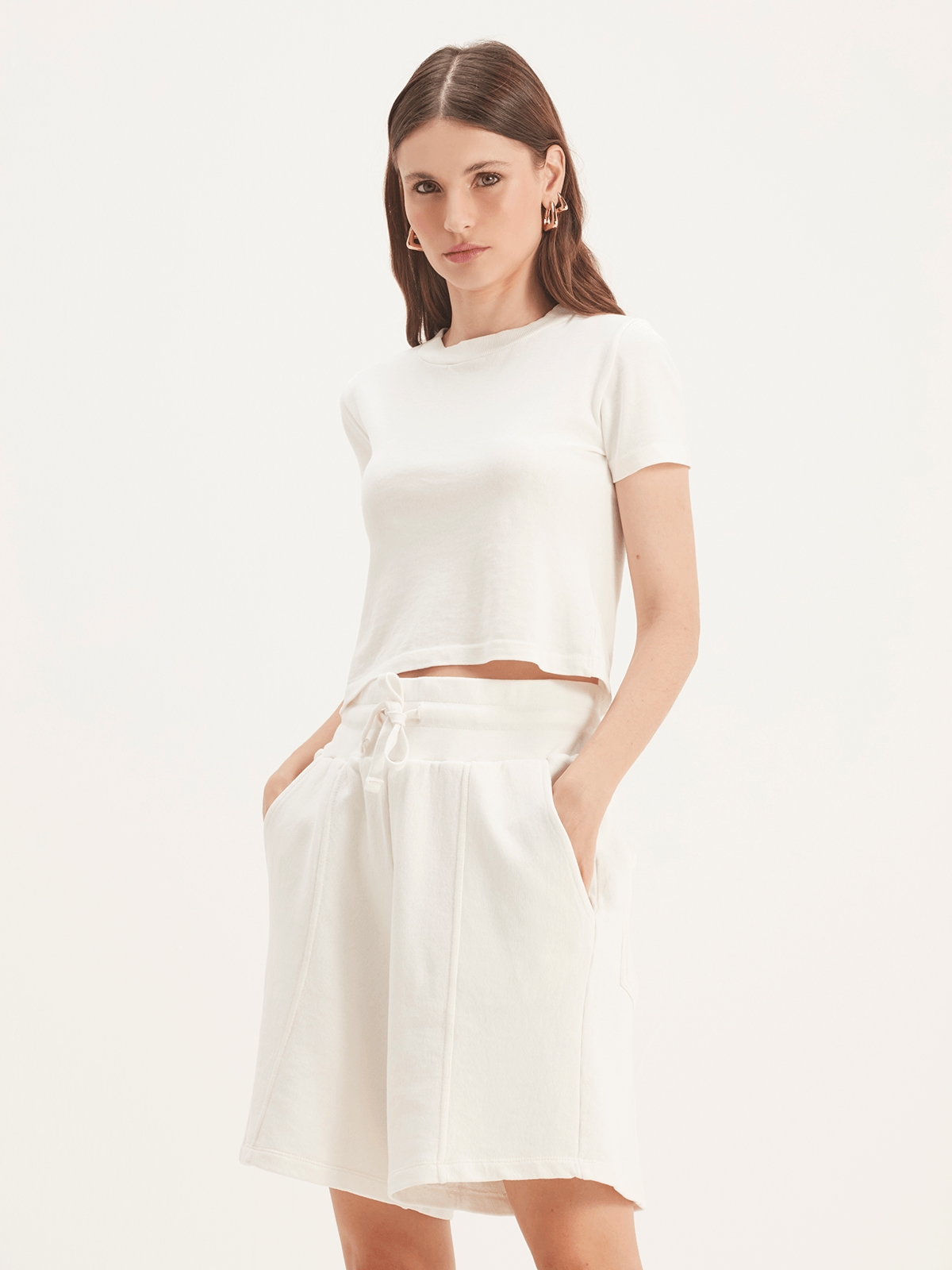 Bermuda Moletom Recortes Off White
