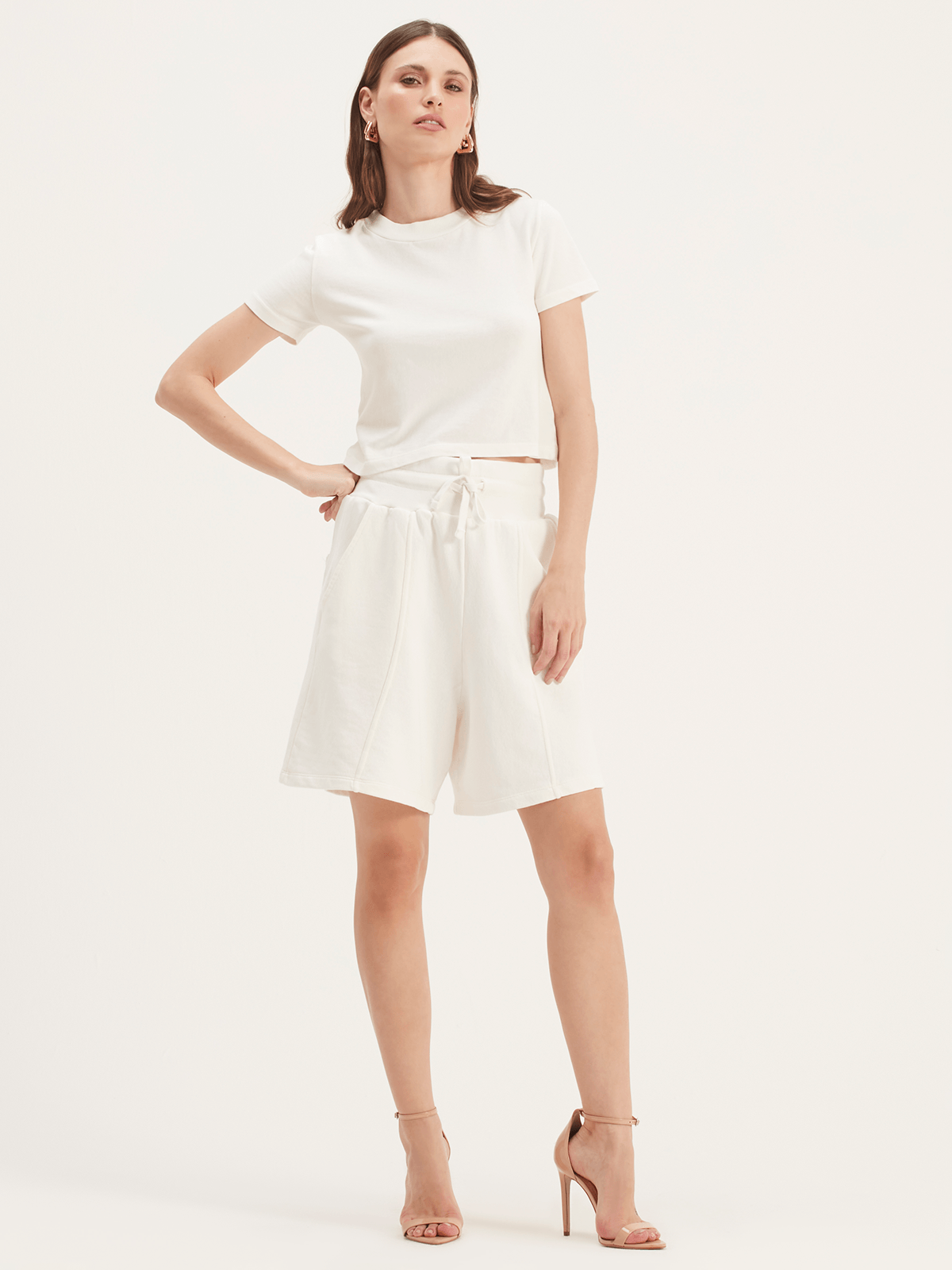 Bermuda Moletom Recortes Off White