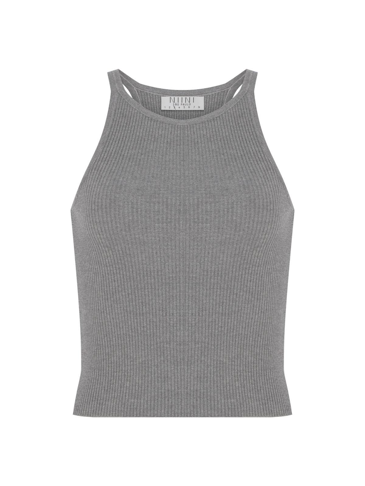 Regata Tricot Rib Mescla Dark Regata Tricot Rib Mescla Dark