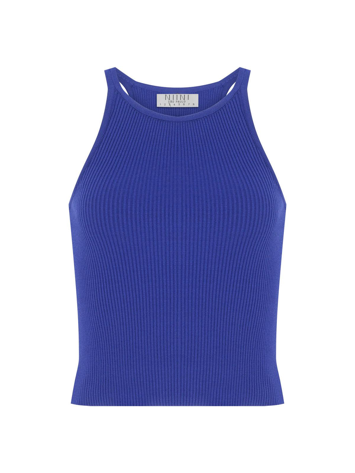 Regata Tricot Rib Azul Bic Regata Tricot Rib Azul Bic
