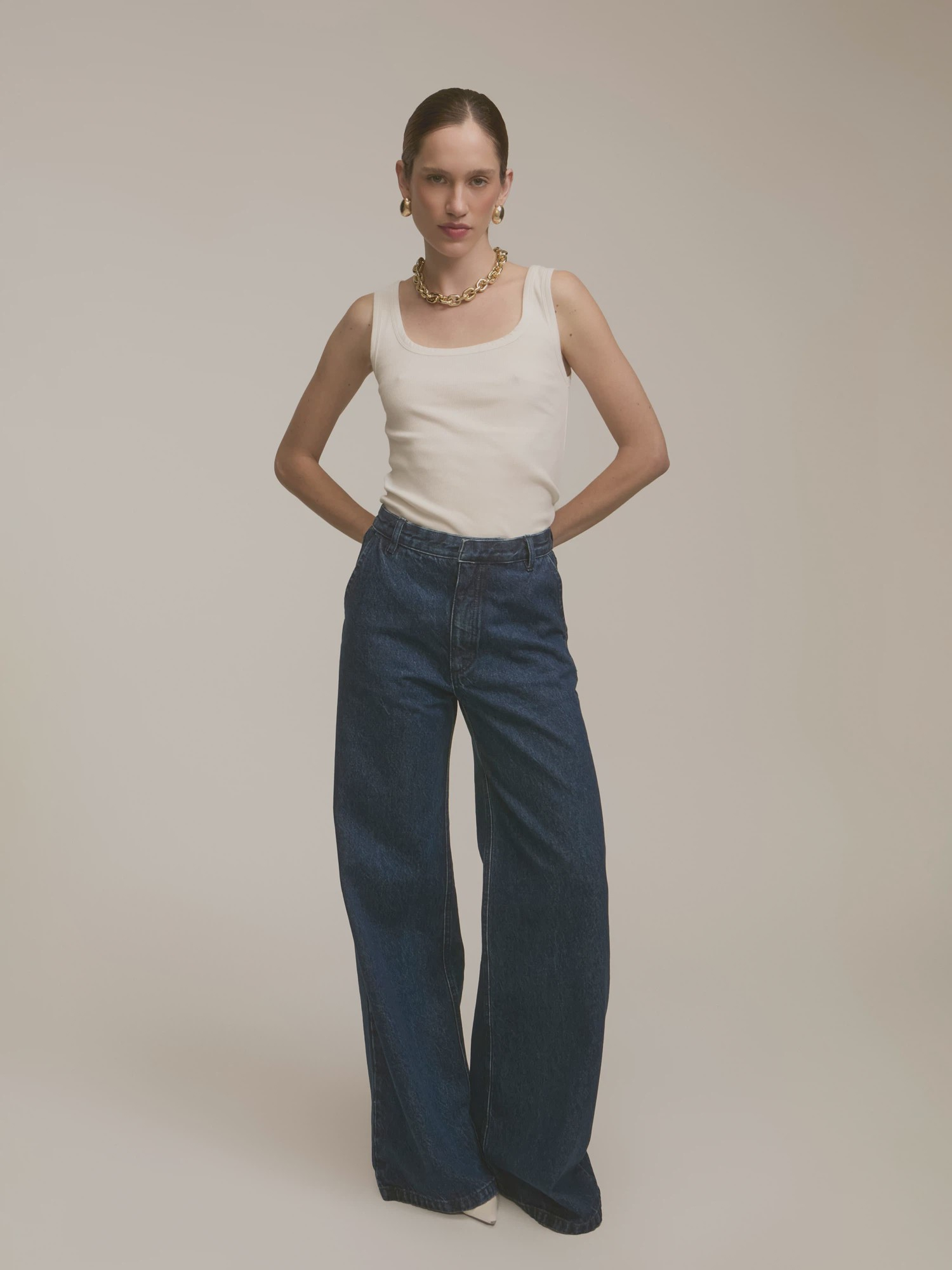 Calça Wide Leg Caroline Denim