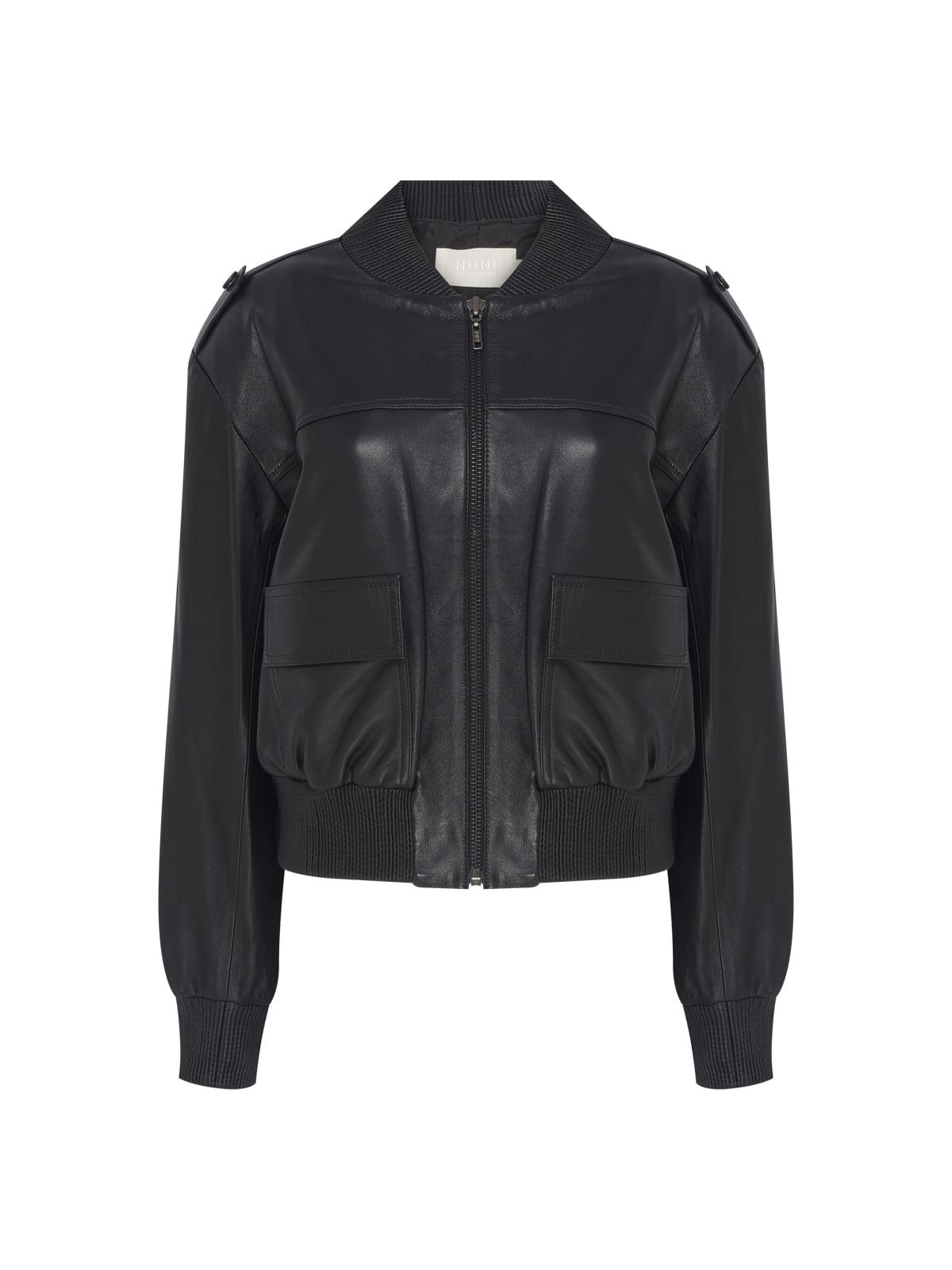 Jaqueta Cleo Couro Black Jaqueta Cleo Couro Black