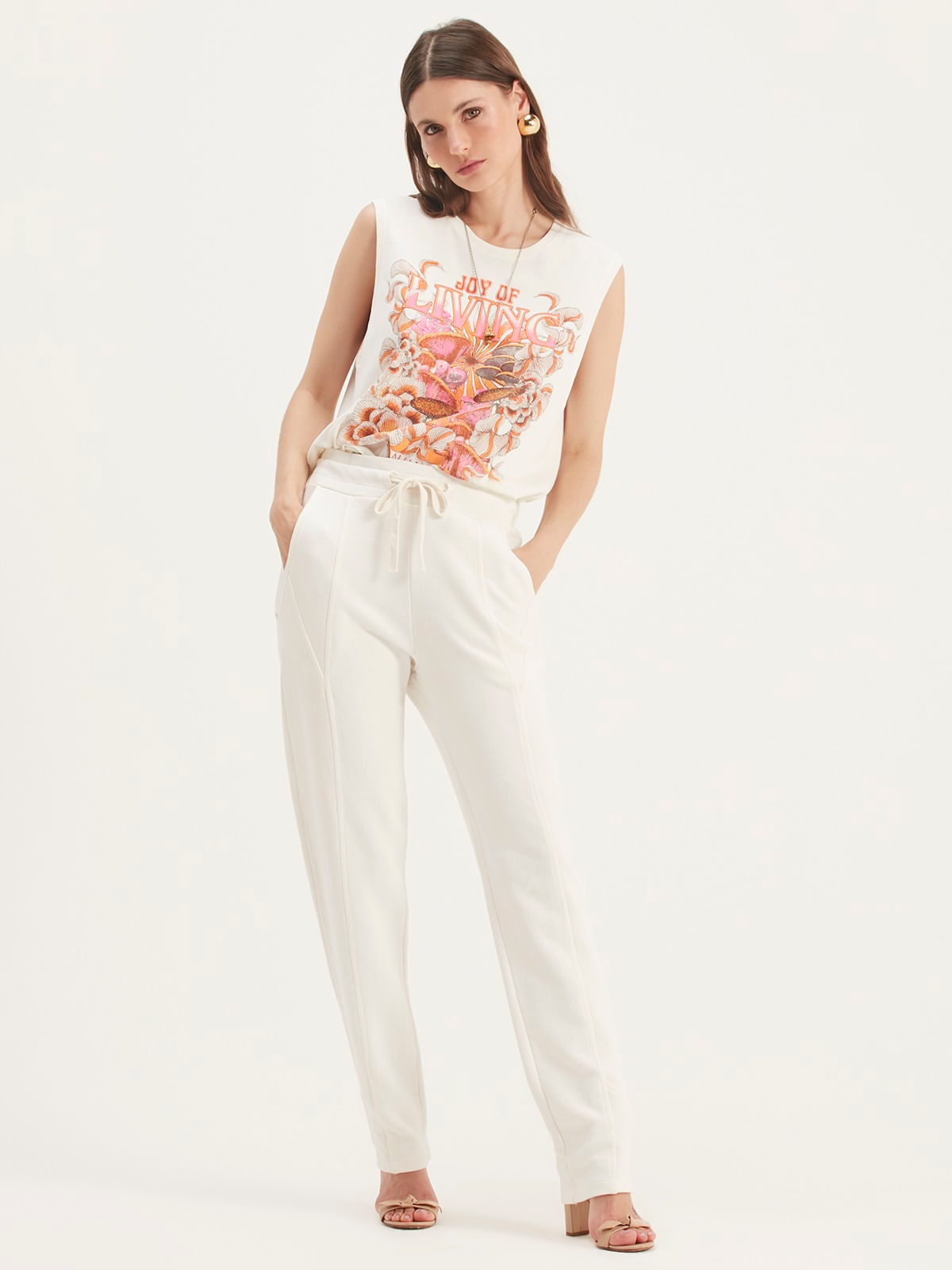 Calça Moletom Recortes Off White