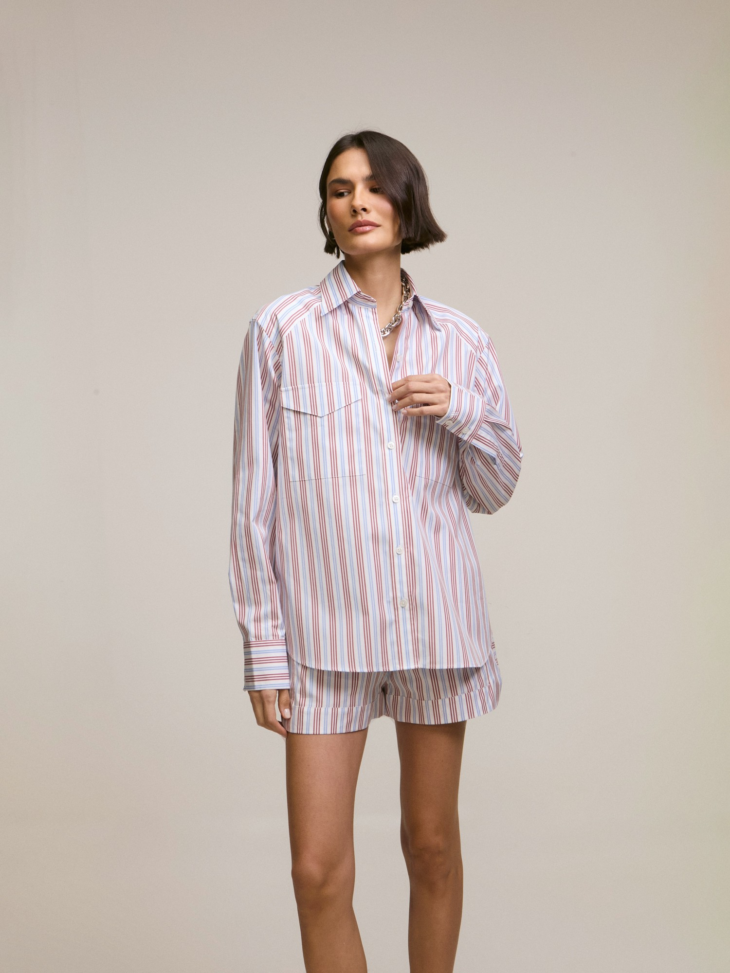 Camisa Aurora Listra Burgundy