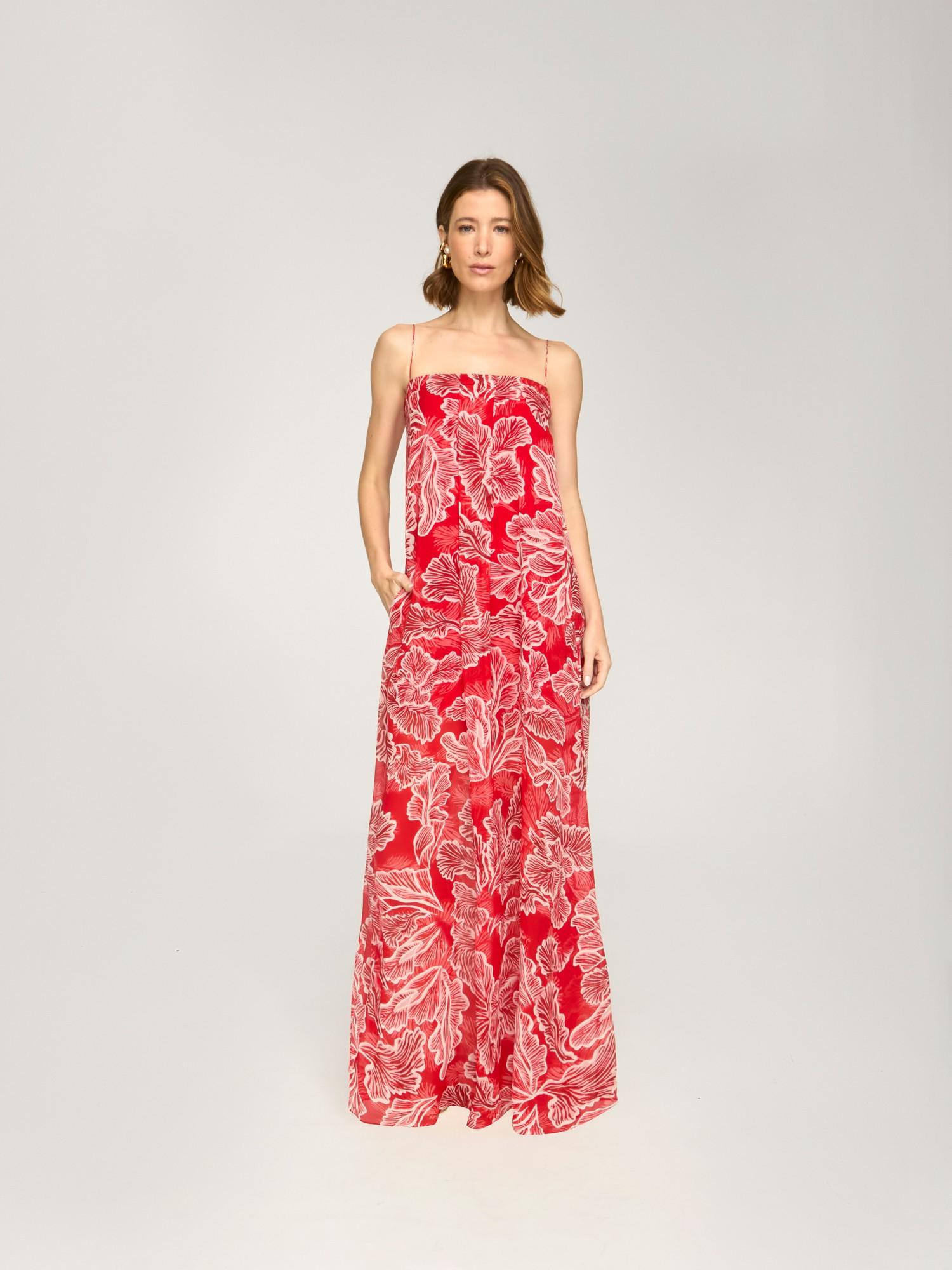 Vestido Longo Mushroom Flower Red