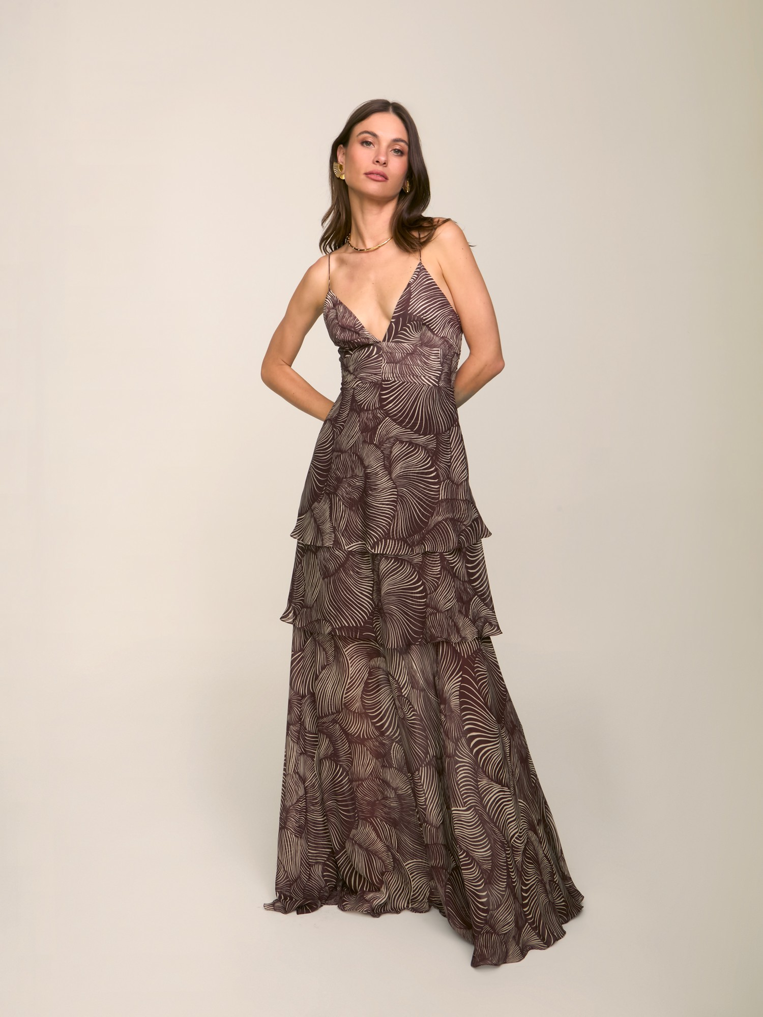 Vestido Frill Mushroom  Shell Brown