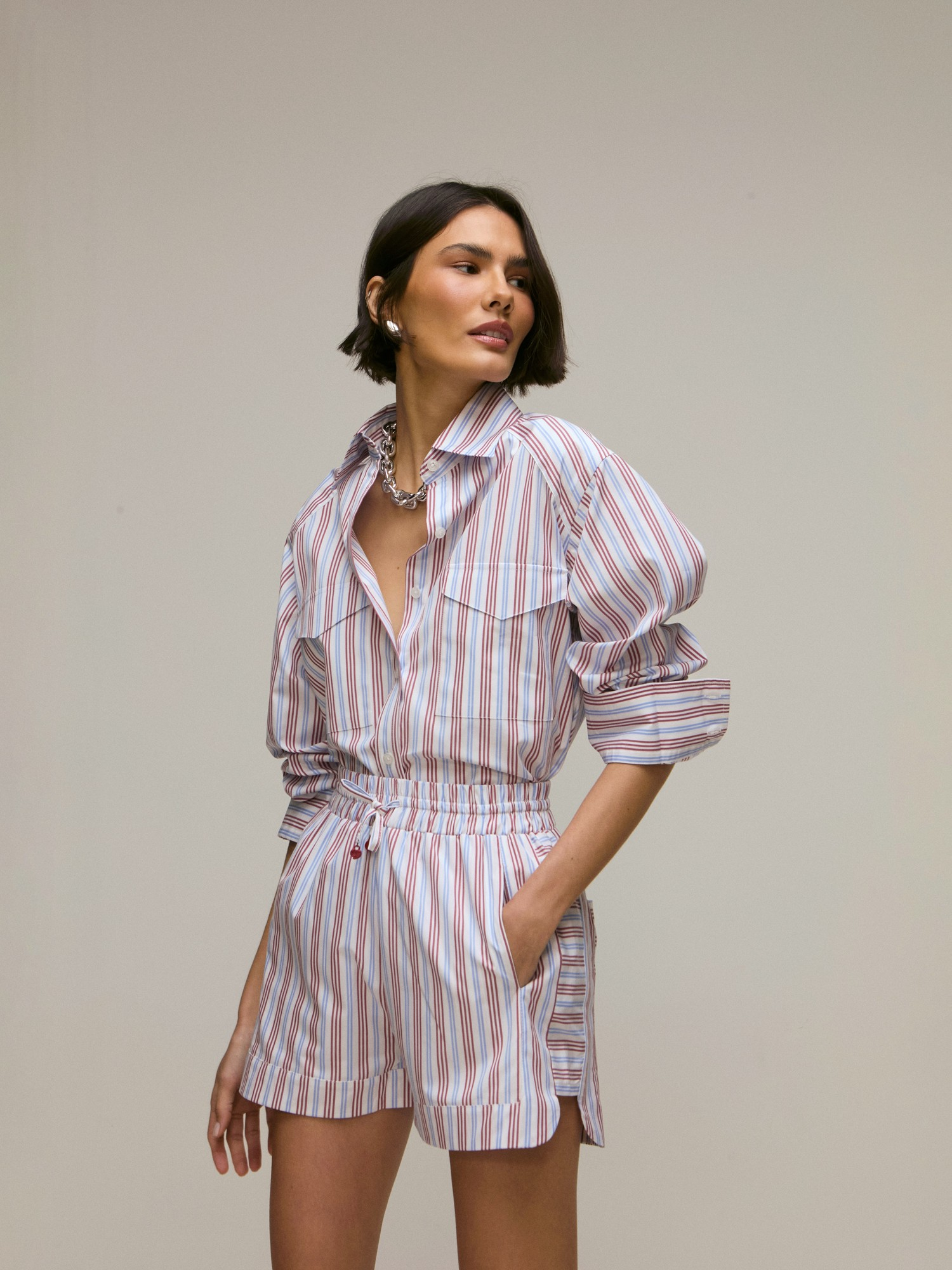Camisa Aurora Listra Burgundy