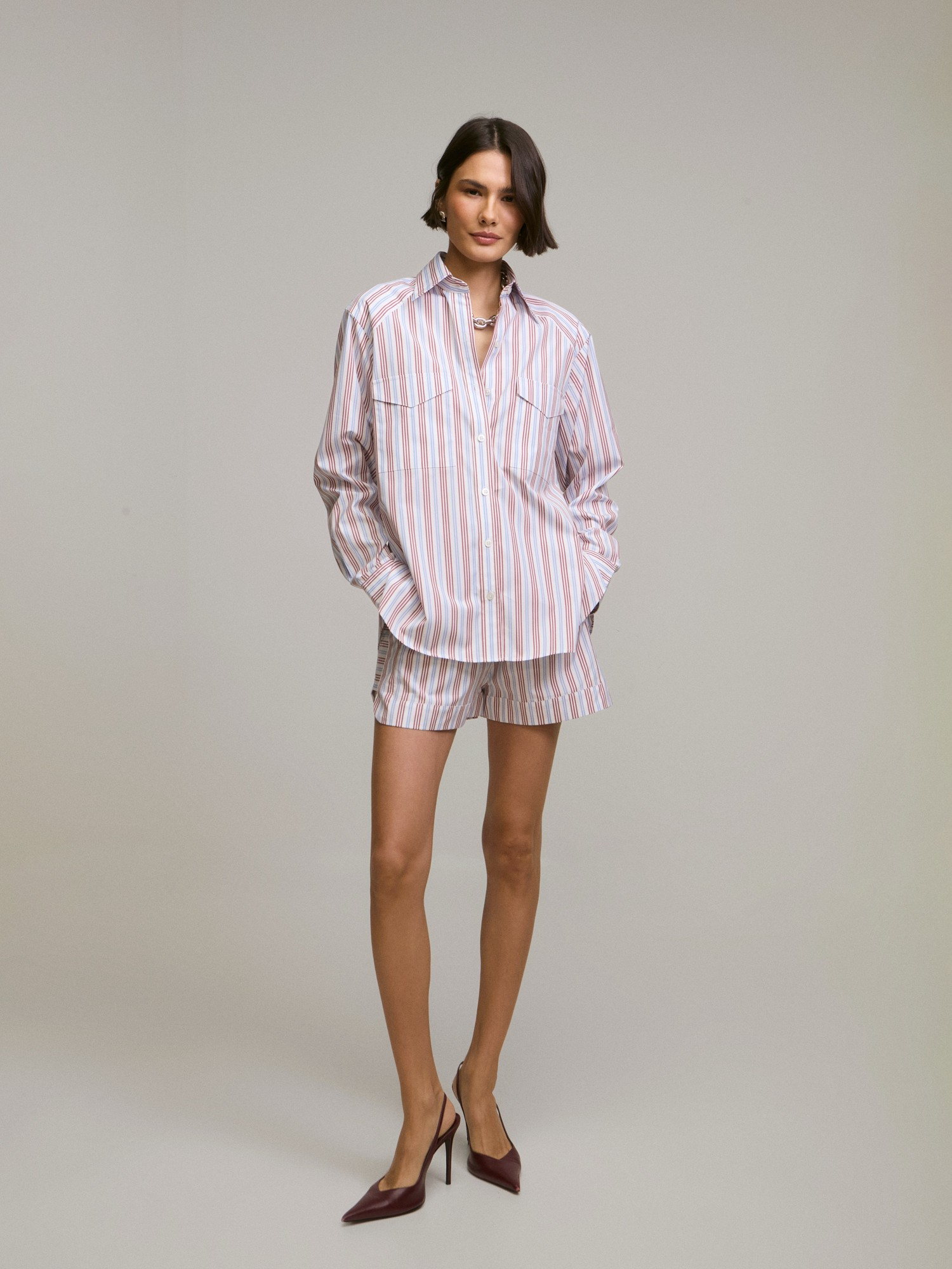 Camisa Aurora Listra Burgundy