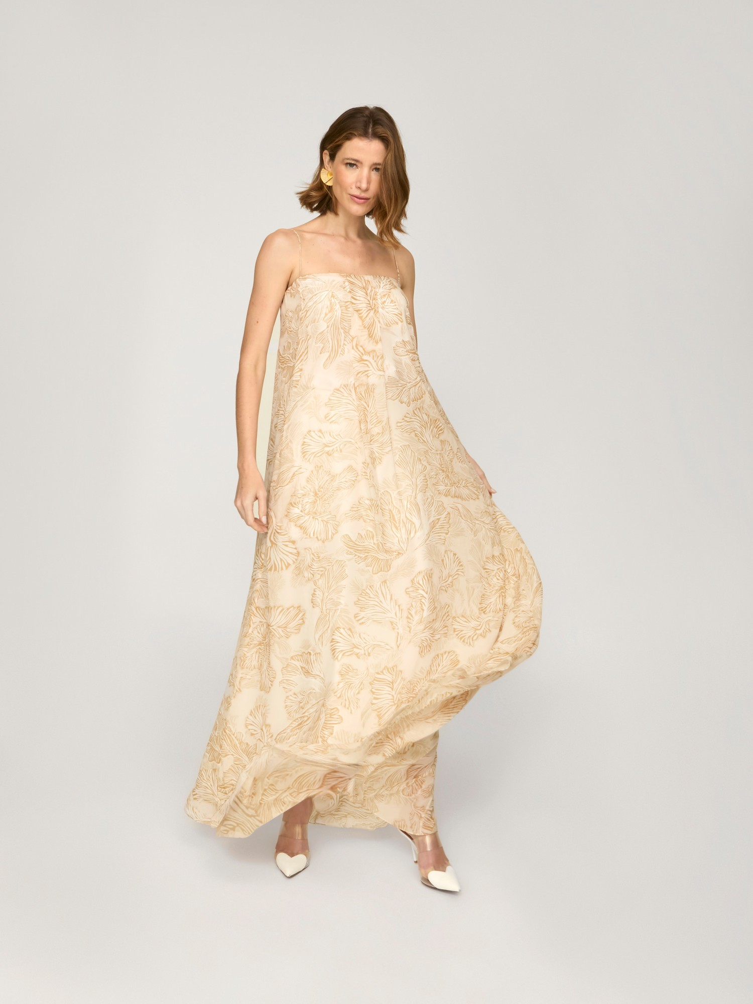 Vestido Longo Mushroom Flower Off Vestido Longo Mushroom Flower Off
