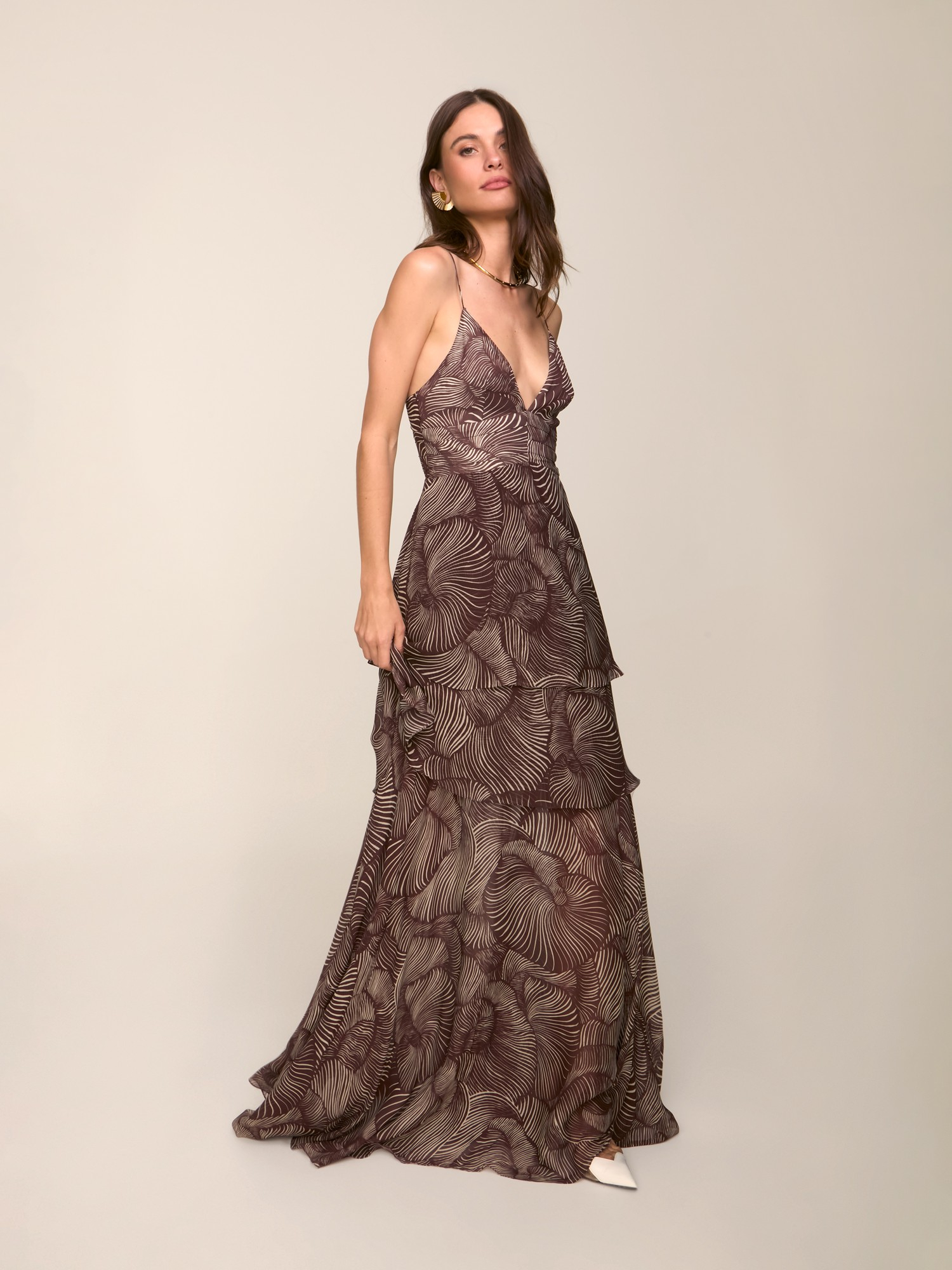 Vestido Frill Mushroom Shell Brown Vestido Frill Mushroom Shell Brown