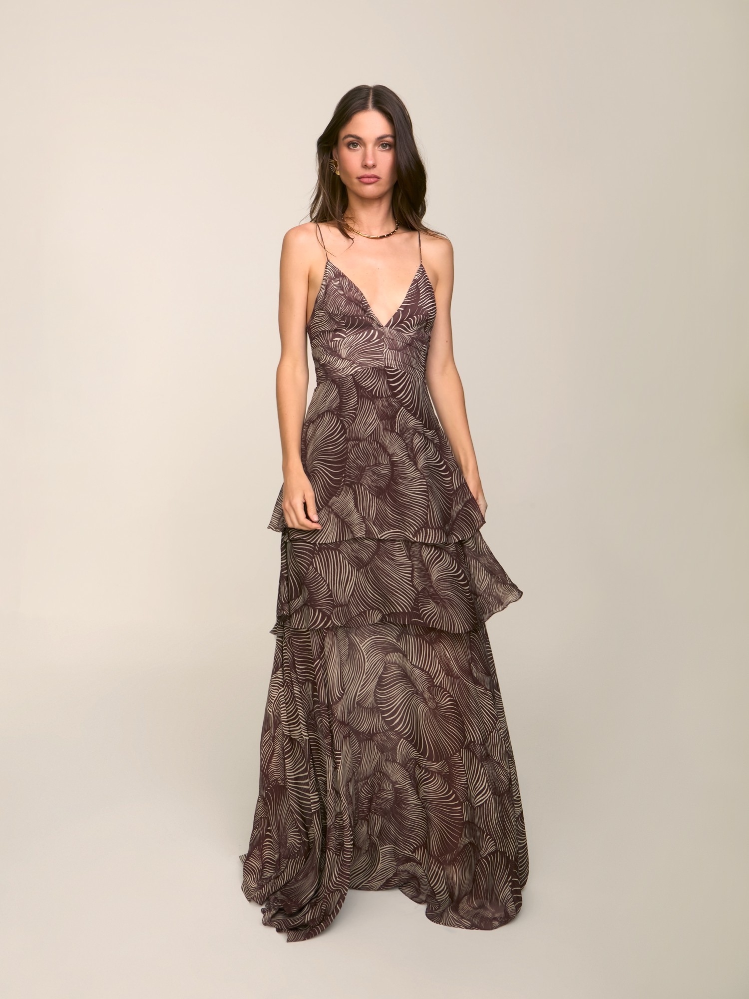 Vestido Frill Mushroom Shell Brown Vestido Frill Mushroom Shell Brown