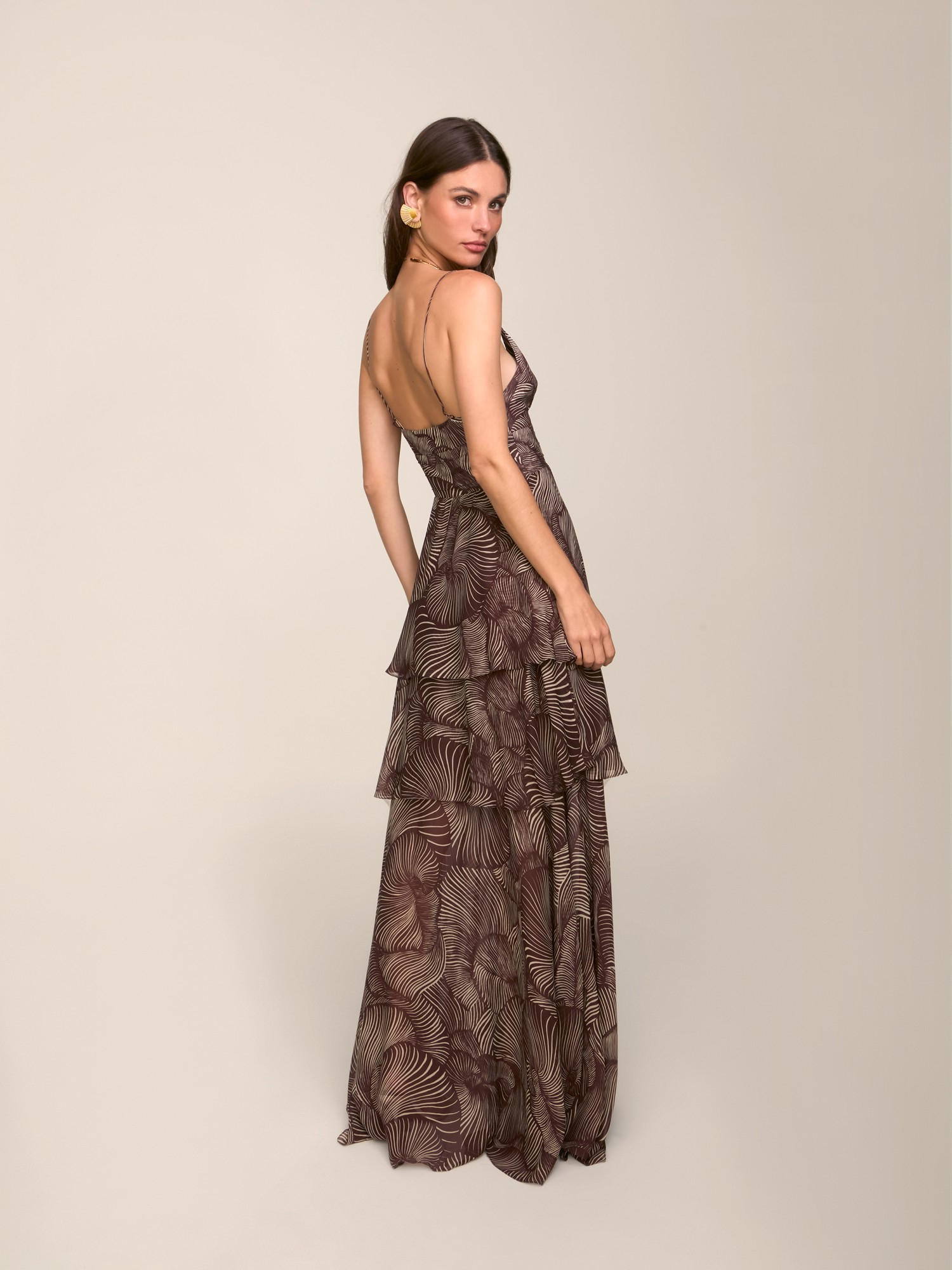 Vestido Frill Mushroom Shell Brown Vestido Frill Mushroom Shell Brown